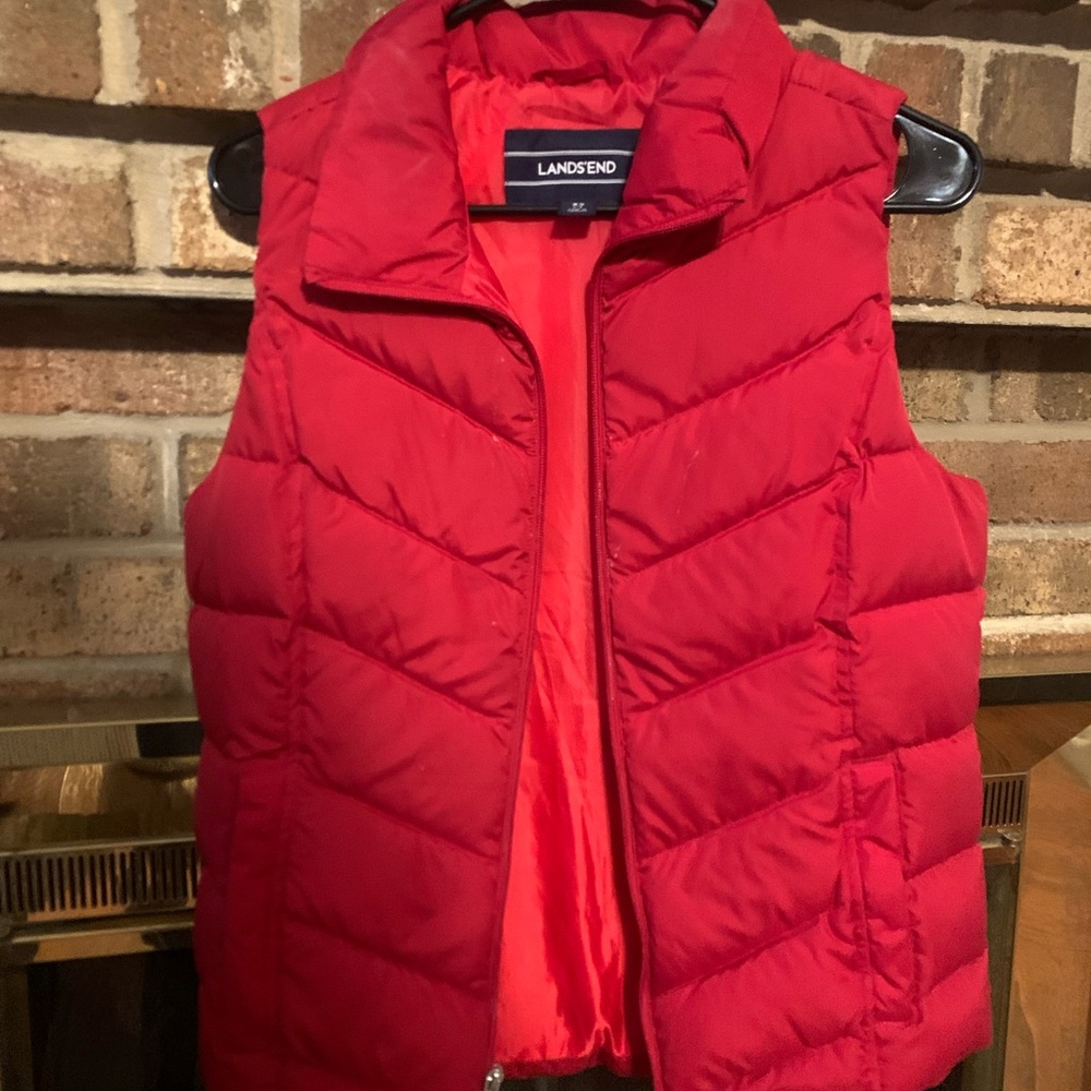 Cute Red Lands End Puffer Vest